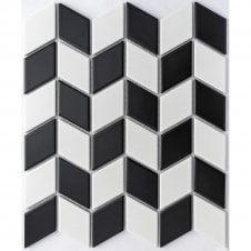 Diamond Leaf White & Black Matt (4.8cm x 4.8cm) 26.6cm x 30.75cm Mosaic Tile