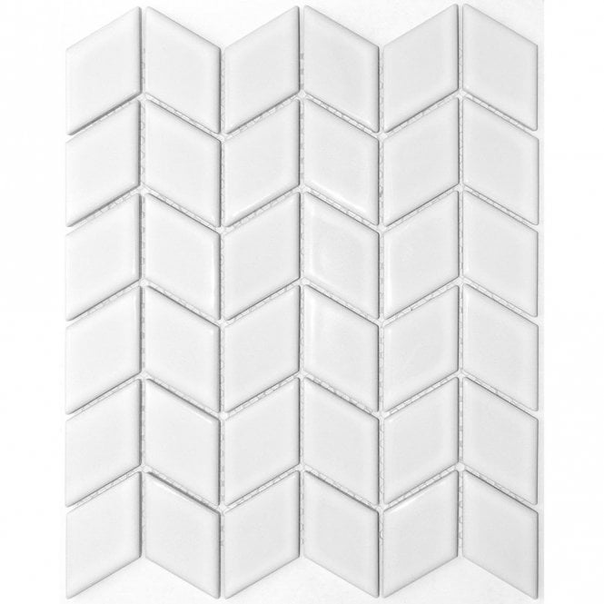 Diamond Leaf White Glossy (4.8cm x 4.8cm) 26.6cm x 30.75cm Mosaic Tile