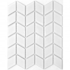 Diamond Leaf White Glossy (4.8cm x 4.8cm) 26.6cm x 30.75cm Mosaic Tile