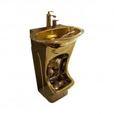 Easy Wash Dual-Level Wudu Basin, Tap & Fittings, Large foot wash & Round sink