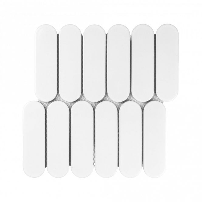 Elongate Gloss White 29cm x 27.6cm (4.3cm x 14.8cm) Mosaic Tile
