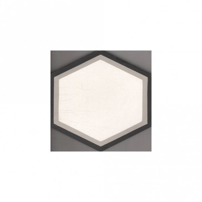 Encaustic Vintage Cement Hex 3 - Black - Grey - White 20cm x 20cm Wall & Floor Tile