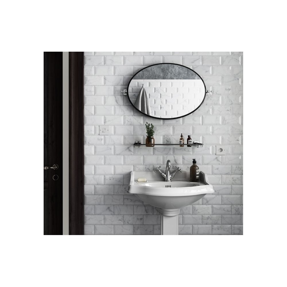 Mosaic Network Ceramic Mosaic Tile Mat – White Carrara Effect – 306x306mm – For Shower, Kitchen, Wall – WB16-0102