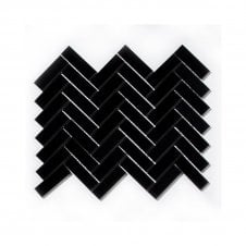 Herringbone Black Matte (2.3cm x 7.3cm) 24.7cm x 31.8cm Mosaic Tile