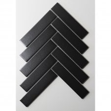 Herringbone Black Matte (3.2cm x 14.5cm) 20.9cm x 24.7cm Mosaic Tile