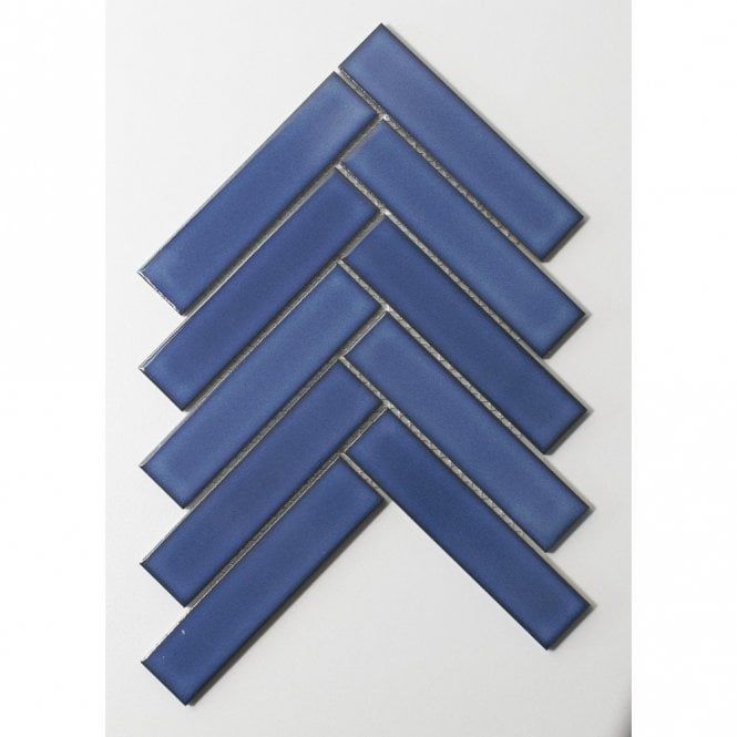 Herringbone Crystal Blue (3.2cm x 14.5cm) 20.9cm x 24.7cm Mosaic Tile