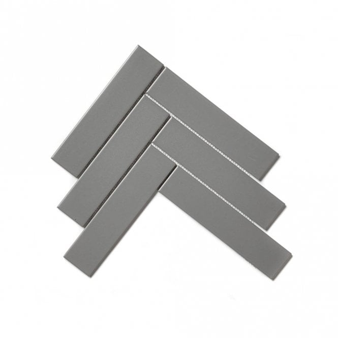 Herringbone Grey Mate (4.5cm x 19.5cm) 20.4cm x 28cm Mosaic Tile