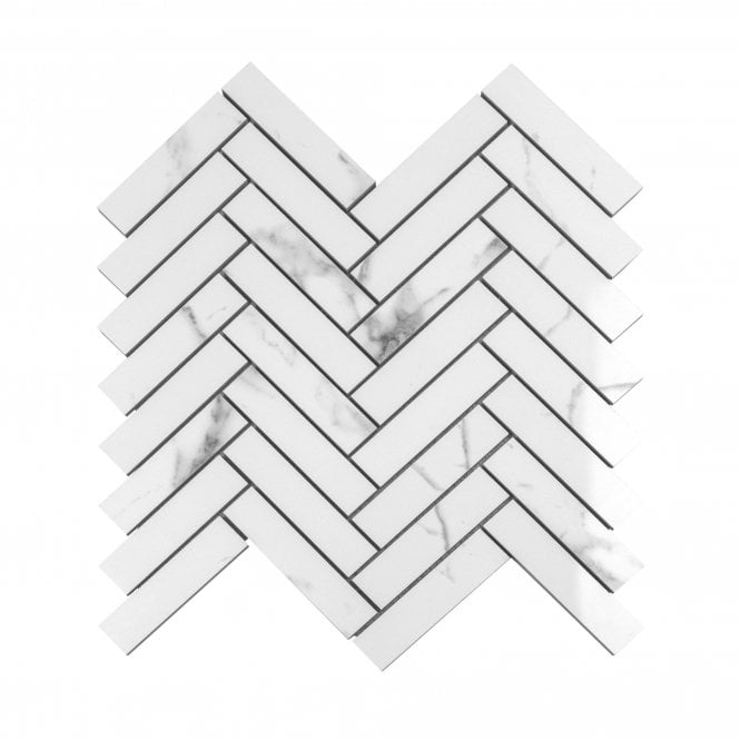 Herringbone Mont Blanc Mosaic 28cm x 33cm Mosaic Tile