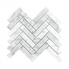 Herringbone Mosaic Bianco v Di Carrara Honed 22.7cm x 28.1cm Mosaic Tile