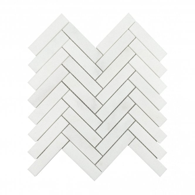 Herringbone Mosaic Statuario Venato Honed 22.7cm x 28.1cm Mosaic Tile