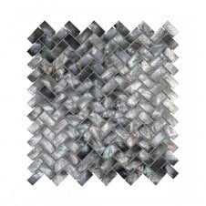 Herringbone Mother Of Pearl Black (1.5x3) 27cm x 28cm Mosaic Tile