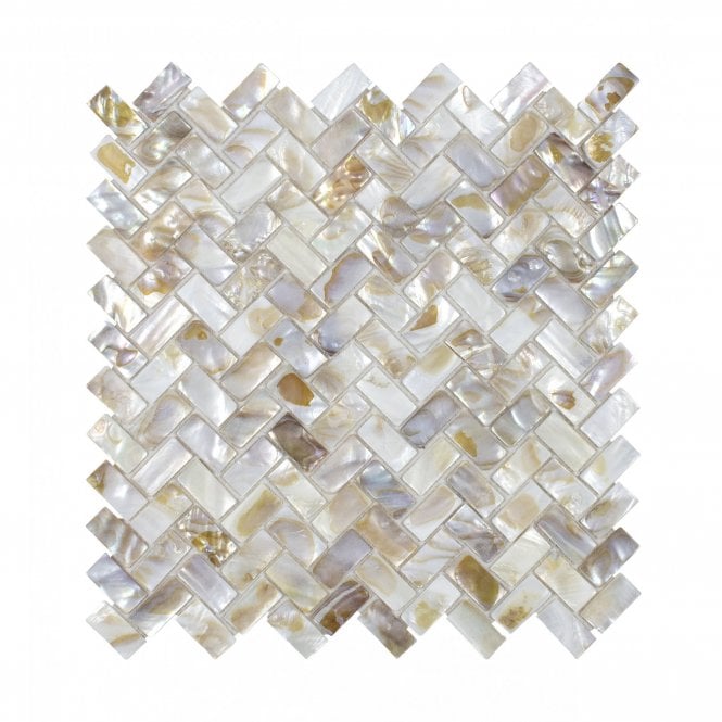 Herringbone Mother Of Pearl Natural (1.5x3) 27cm x 28.7cm Mosaic Tile