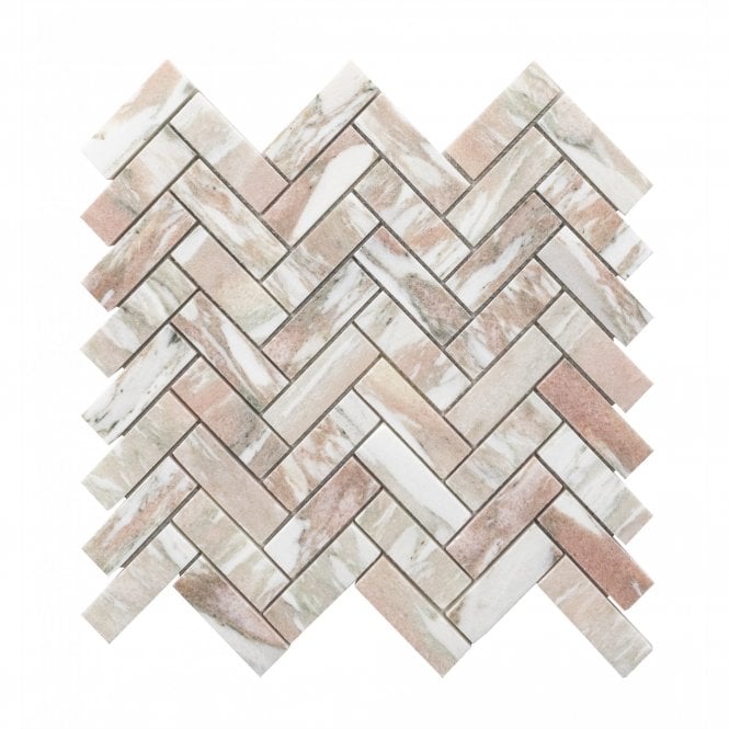 Herringbone Norwegian Rose (2.5cm x 7.5cm) 30.5cm x 32.5cm Mosaic Tile