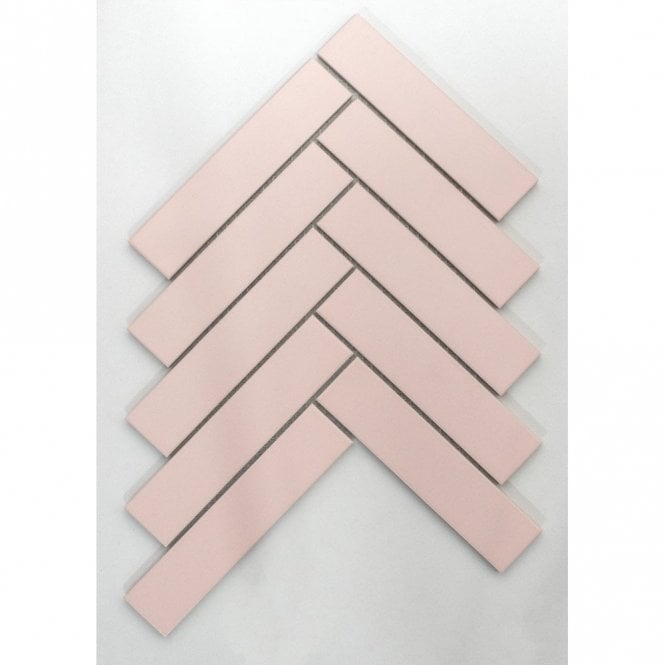 Herringbone Pink Matte (3.25cm x 14.5cm) 20.9cm x 24.7cm Mosaic Tile