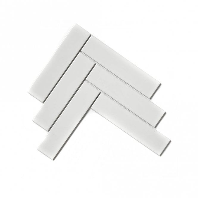 Herringbone White Mate (4.5cm x 19.5cm) 20.4cm x 28cm Mosaic Tile