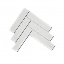 Herringbone White Mate (4.5cm x 19.5cm) 20.4cm x 28cm Mosaic Tile