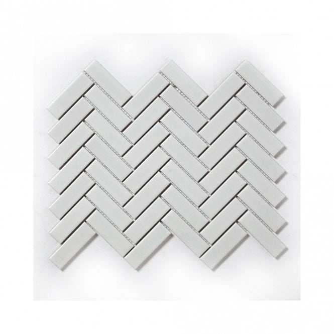Herringbone White Matt (2.3cm x 7.3cm) 24.7cm x 31.8cm Mosaic Tile