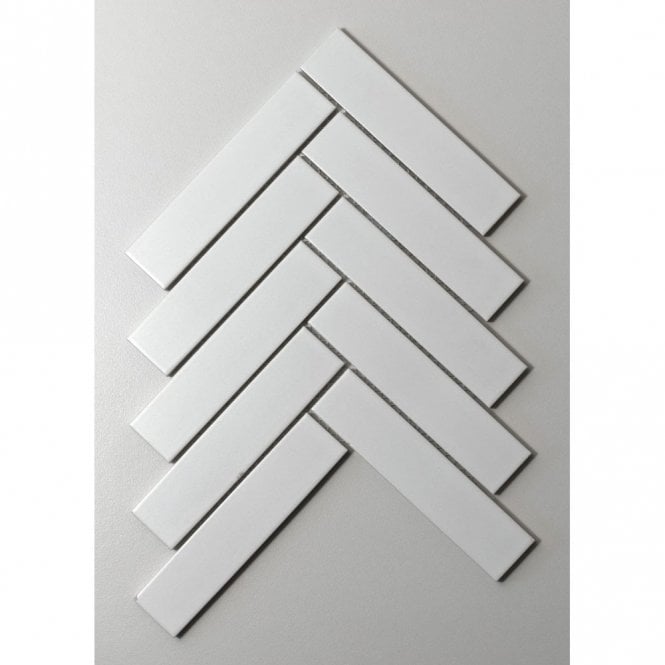 Herringbone White Matte (3.2cm x 14.5cm) 20.9cm x 24.7cm Mosaic Tile