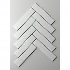 Herringbone White Matte (3.2cm x 14.5cm) 20.9cm x 24.7cm Mosaic Tile