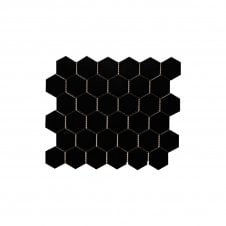 Hexagon Black Glossy (5.1cm x 5.9cm) 28.1cm x 32.5cm Mosaic Tile
