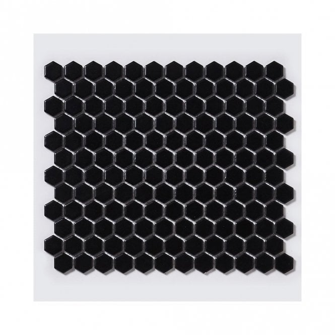 Hexagon Black Matte (2.3cm x 2.6cm) 26cm x 30cm Mosaic Tile