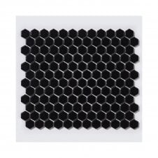 Hexagon Black Matte (2.3cm x 2.6cm) 26cm x 30cm Mosaic Tile