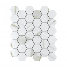 Hexagon Calacatta(5.1cm x 5.9cm) 28.1cm x 32.5cm Mosaic Tile