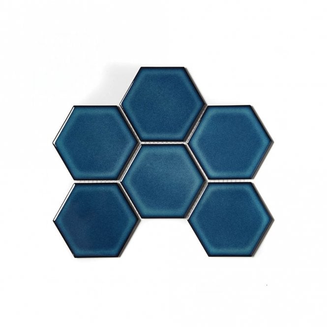 Hexagon Crystal Blue (9.5cm x 11cm) 19.7cm x 25.6cm Mosaic Tile