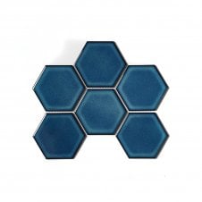 Hexagon Crystal Blue (9.5cm x 11cm) 19.7cm x 25.6cm Mosaic Tile
