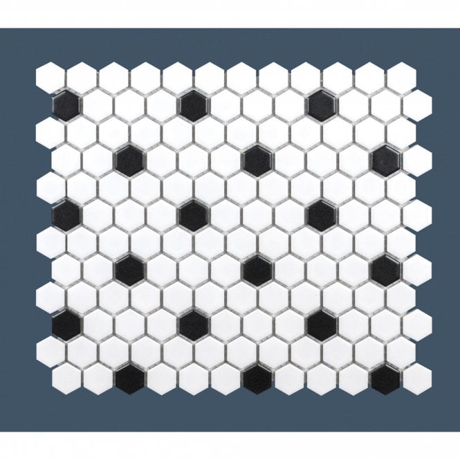 Hexagon Flower Matt (2.3cm x 2.3cm) 26cm x 30cm Mosaic Tile