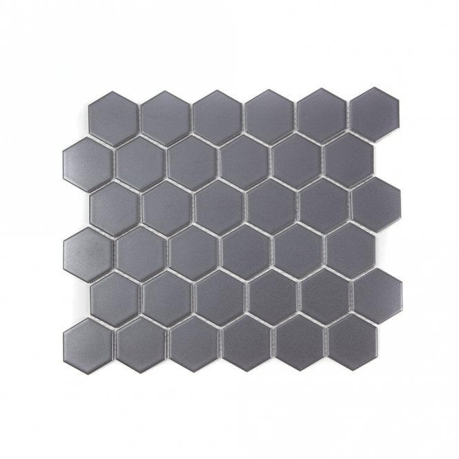 Hexagon Grey Matte (5.1cm x 5.9cm) 28.1cm x 32.5cm Mosaic Tile