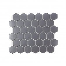 Hexagon Grey Matte (5.1cm x 5.9cm) 28.1cm x 32.5cm Mosaic Tile