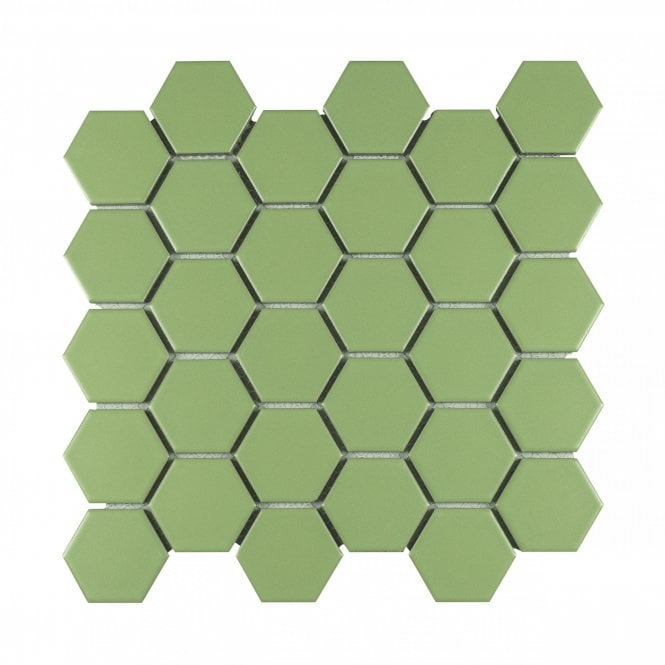 Hexagon Lime (5.1cm x 5.9cm) 27.2cm x 28.2cm 51MM HEXAGON LIME Mosaic Tile