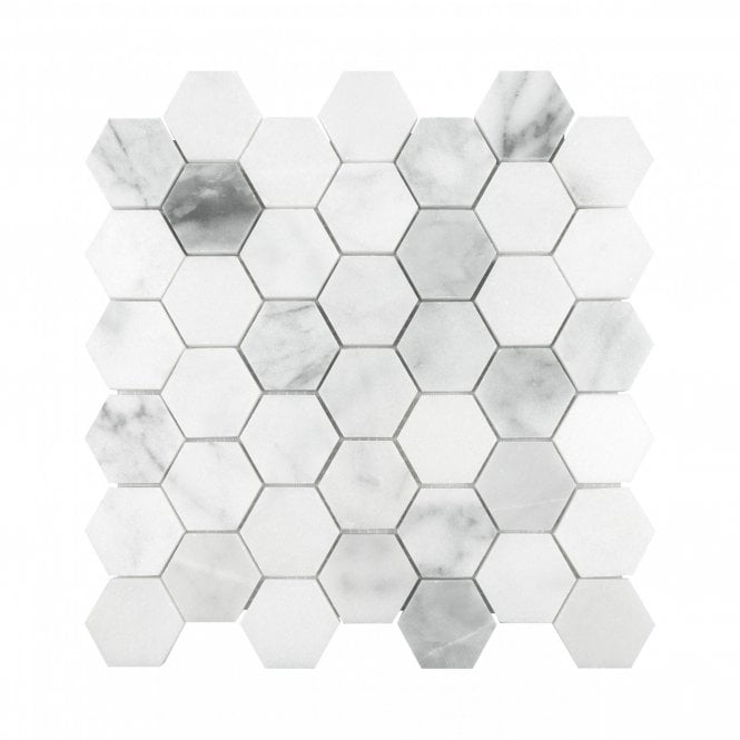 Hexagon Mosaic Bianco V. Di Carrara Honed 5cm 29.8cm x 30.5cm Mosaic Tile
