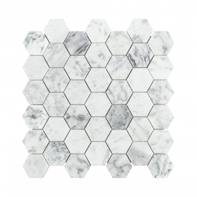Hexagon Mosaic Statuario Venato Honed 5cm 29.8cm x 30.5cm Mosaic Tile