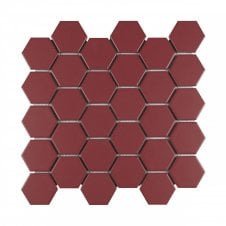 Hexagon Strawberry Red (5.1cm x 5.9cm) 27.2cm x 28.2cm 51MM HEXAGON RED Mosaic Tile