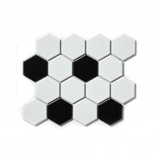 Hexagon White Black Dot (4.8cm x 4.8cm) 21.7cm x 18.7cm Mosaic Tile