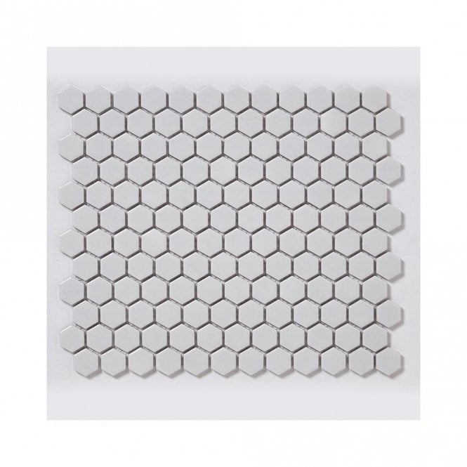 Hexagon White Glossy (2.3cm x 2.6cm) 26cm x 30cm Mosaic Tile