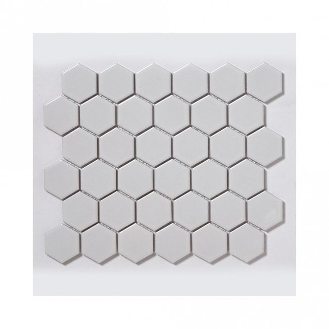 Hexagon White Glossy (5.1cm x 5.9cm) 28.1cm x 32.5cm Mosaic Tile