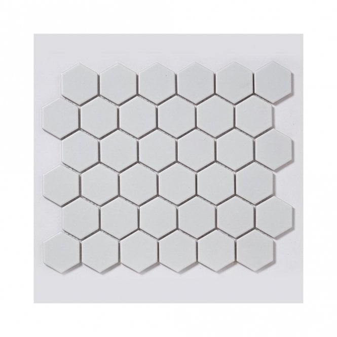 Hexagon White Matt (5.1cm x 5.9cm) 28.1cm x 32.5cm Mosaic Tile