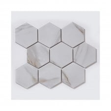 Hexagon XL Calacatta (9.5cm x 11cm) 29.55cm x 25.6cm Mosaic Tile