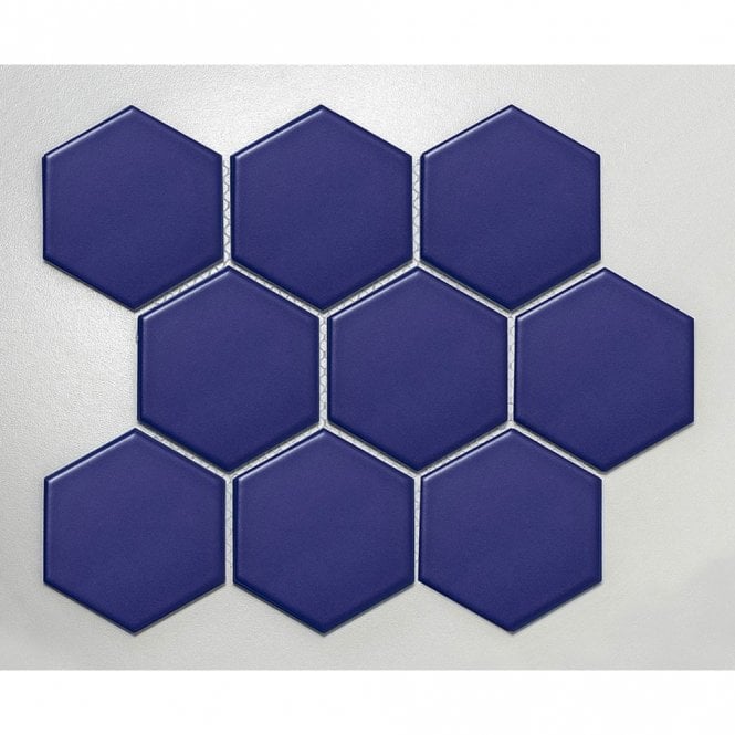 Hexagon XL Oxford Blue (9.5cm x 11cm) 29.6cm x 25.6cm Wall & Floor Tile