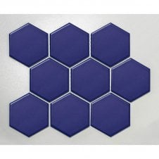 Hexagon XL Oxford Blue (9.5cm x 11cm) 29.6cm x 25.6cm Wall & Floor Tile