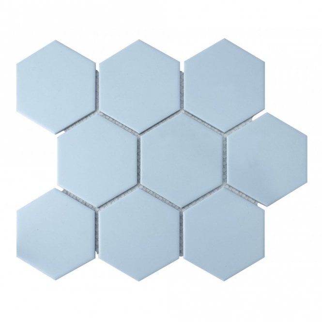 Hexagon XL Soft Blue (9.5cm x 11cm) 29.6cm x 25.6cm Wall & Floor Tile