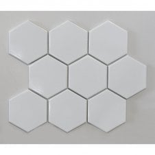 Hexagon XL White Glossy (9.5cm x 11cm) 29.55cm x 25.6cm Wall & Floor Tile