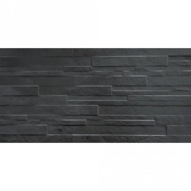 Italian Design Ocean Black Muretto Abys Ret 30cm x 60cm Wall & Floor Tile