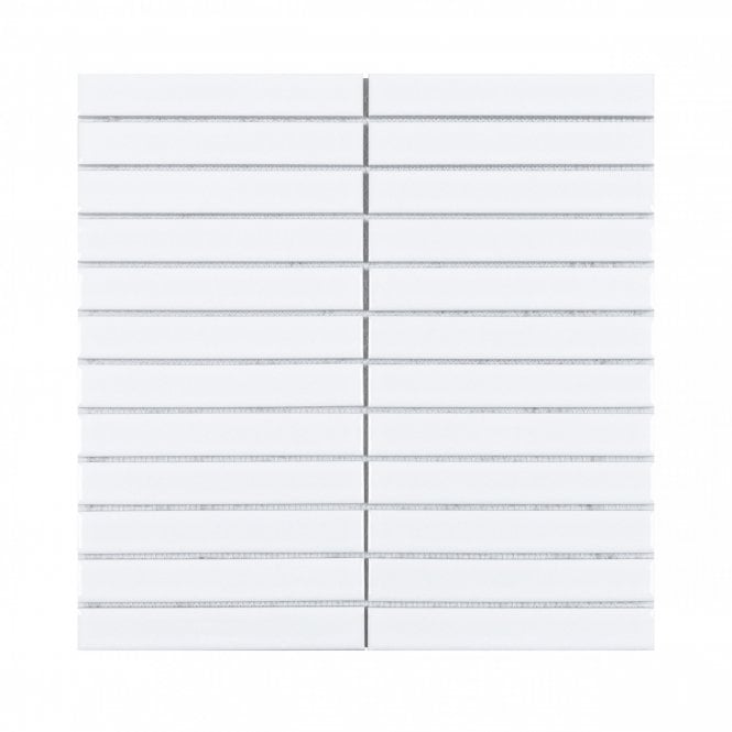 Kit Kat Matte White (2.2cm x 14.5m) 29.6cm x 30cm Mosaic Tile