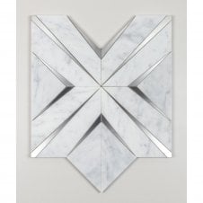 Labrynth Carrara White & Brushed Steel 30.5cm x 30.5cm Mosaic Tile