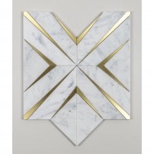 Labrynth Carrara White & Gold Brass 30.5cm x 30.5cm Mosaic Tile
