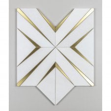 Labrynth Thassos & Gold Brass 30.5cm x 30.5cm Mosaic Tile